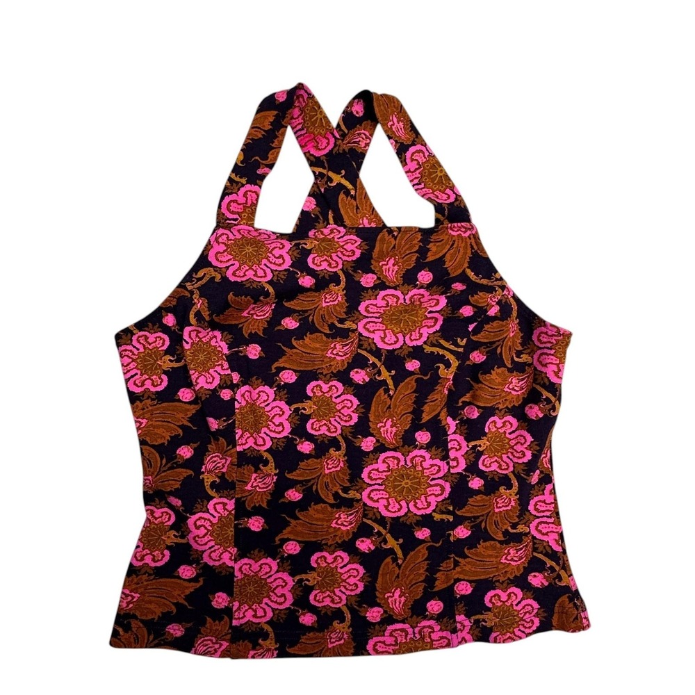 Porridge Tank Top Womens Medium Multicolor Floral Criss Cross Strap Camisole